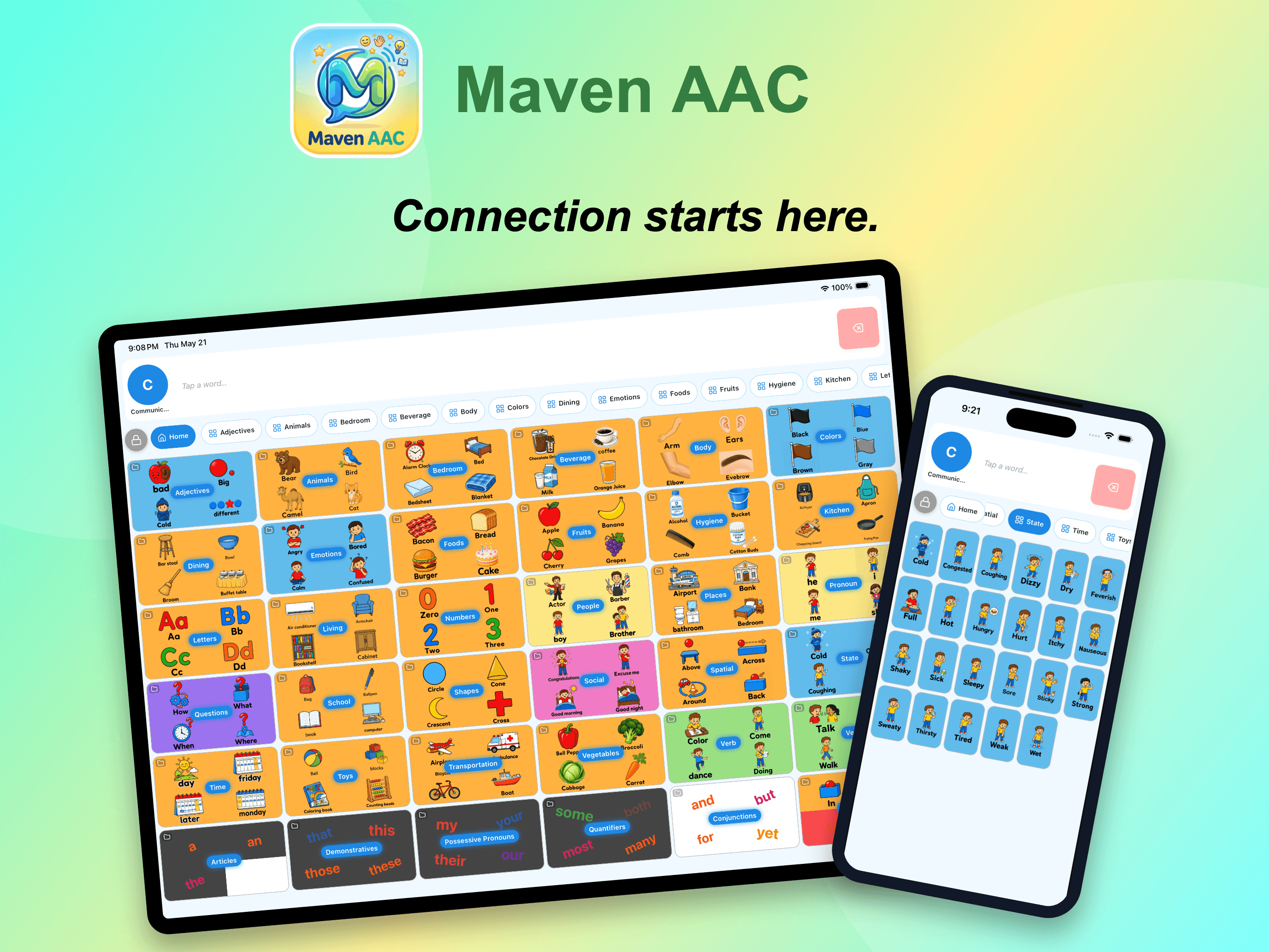 Maven AAC running on tablet and phone